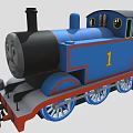 Thomas the Tank Engine with Blue Body Red Base Black Chimney and Smiling Face