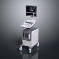 Ultrasound Medical Equipment with Display Screen Control Panel and Wheeled Cart for Diagnostic Imaging