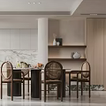 Modern Living And Dining Room Interior Design With Dining Table Chairs And Decorative Shelves