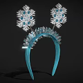 Sparkly Blue Winter Headband With Snowflake Decorations And Glittery Trim 3d model