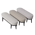 Modern Upholstered Beige Fabric Sofa Bench With Dark Wooden Legs Design
