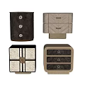 Stylish Modern Nightstands With Wooden Drawers Marble Panels And Metal Bases