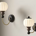 Modern Wall Lamps with White Lampshade Wooden Base and Gold Bracket Design