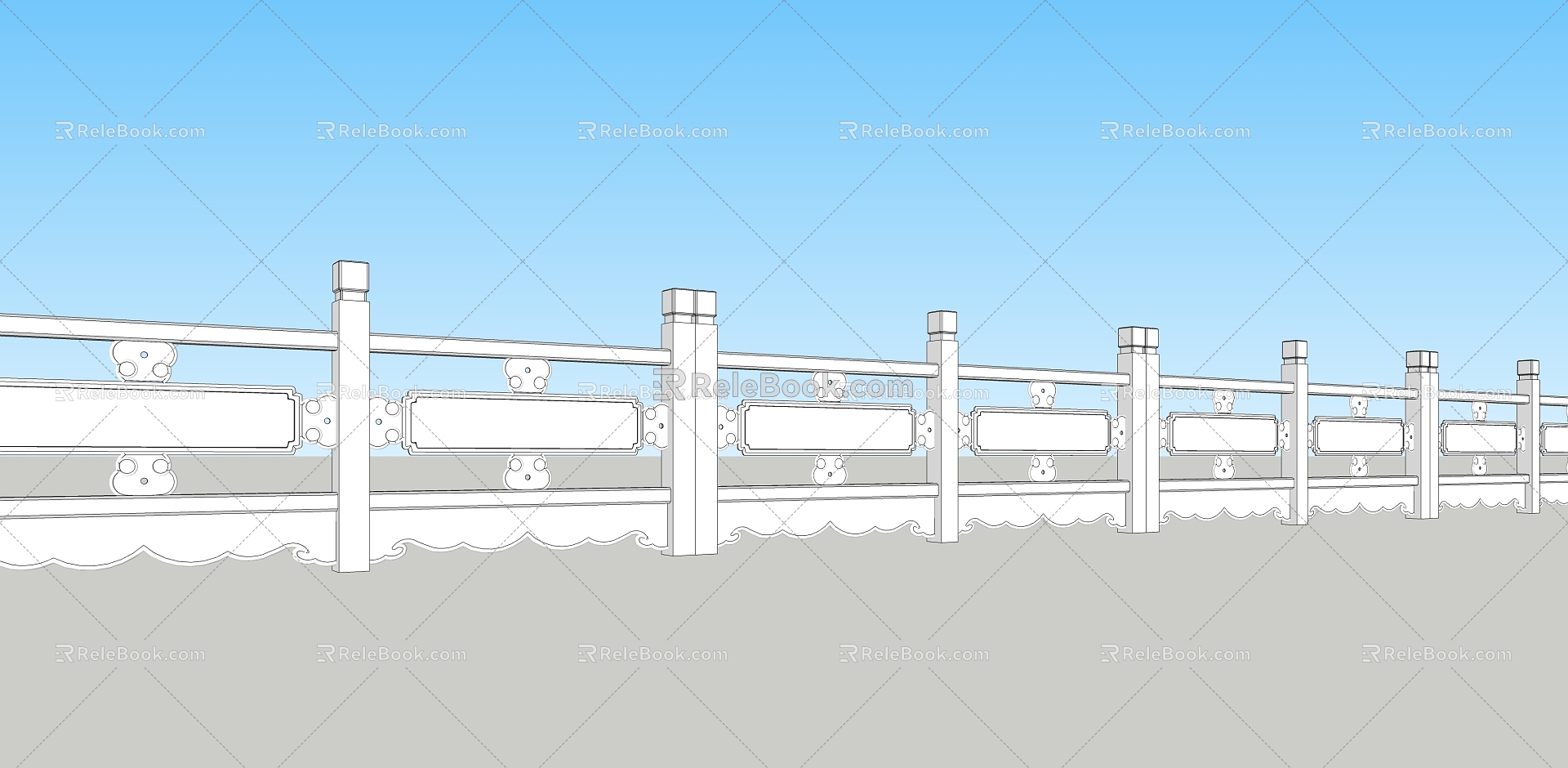 Modern Stone Railing 3d model