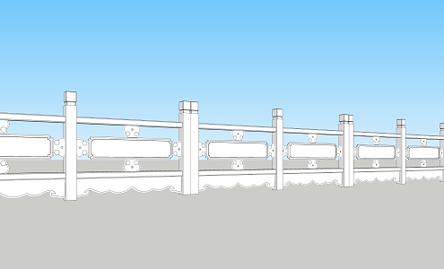 Modern Stone Railing 3d model