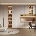 Modern Study Room Interior With Built in Bookshelves Writing Desk Cozy Sofa And Warm Lighting