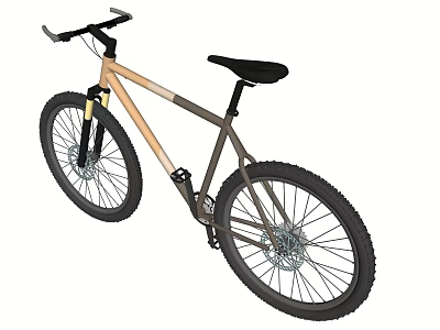 Brown And Beige Frame Mountain Bike With Black Seat Suspension Fork And Black Wheels 3d model
