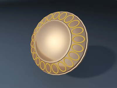 Golden Circular Hardware Accessory With Ring Shaped Decorative Edges And Metal Design 3d model