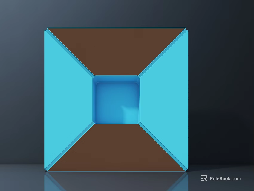 Blue And Brown Geometric 3D Structure With Square Hollow Center Design 3d model 