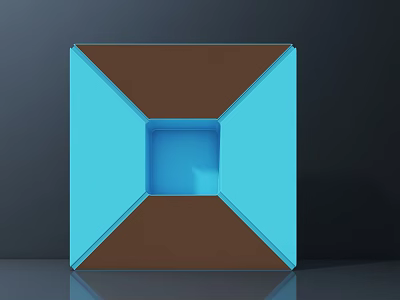 Blue And Brown Geometric 3D Structure With Square Hollow Center Design 3d model