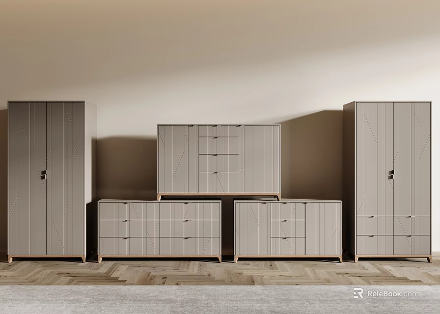 Modern Entryway Cabinet And Side Cabinet With Drawers For Hallway Storage Solution 3d model 