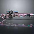 Modern Sniper Rifle In Pink And Cyan With Telescopic Scope Detachable Magazine And Metallic Finish