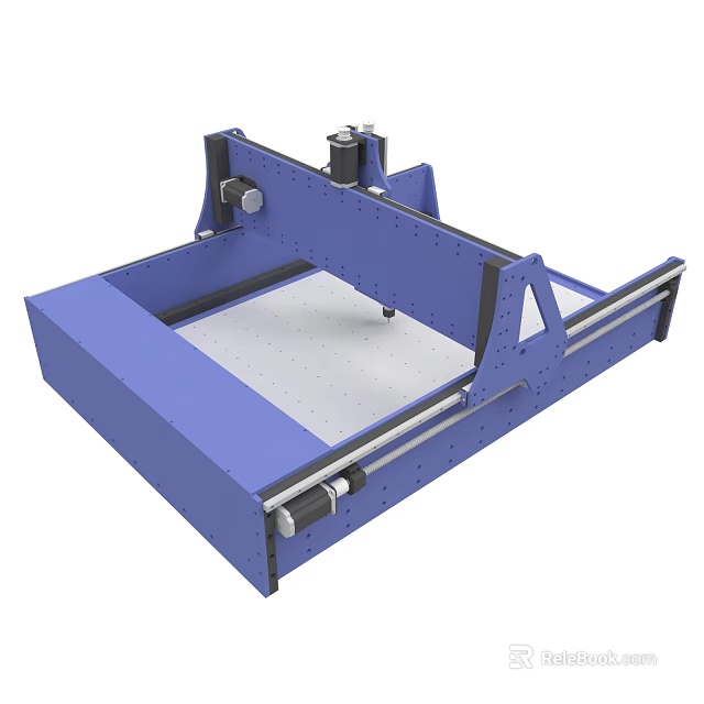 Blue Heavy Duty Industrial Equipment Frame With Metal Base And Beam 3d model 