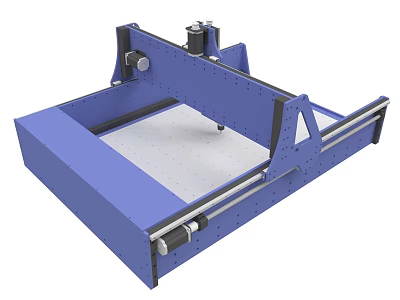 Blue Heavy Duty Industrial Equipment Frame With Metal Base And Beam 3d model