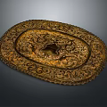 Ornate Golden Decorative Furniture Tray With Intricate Carvings And Oval Design