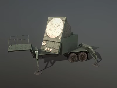 Trailer Mounted Industrial Radar Equipment With Circular Antenna Wheels Support Legs And Platform 3d model