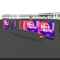 Modern Stage Event Setup With Purple Blue Lighting And Large LED Screens Design