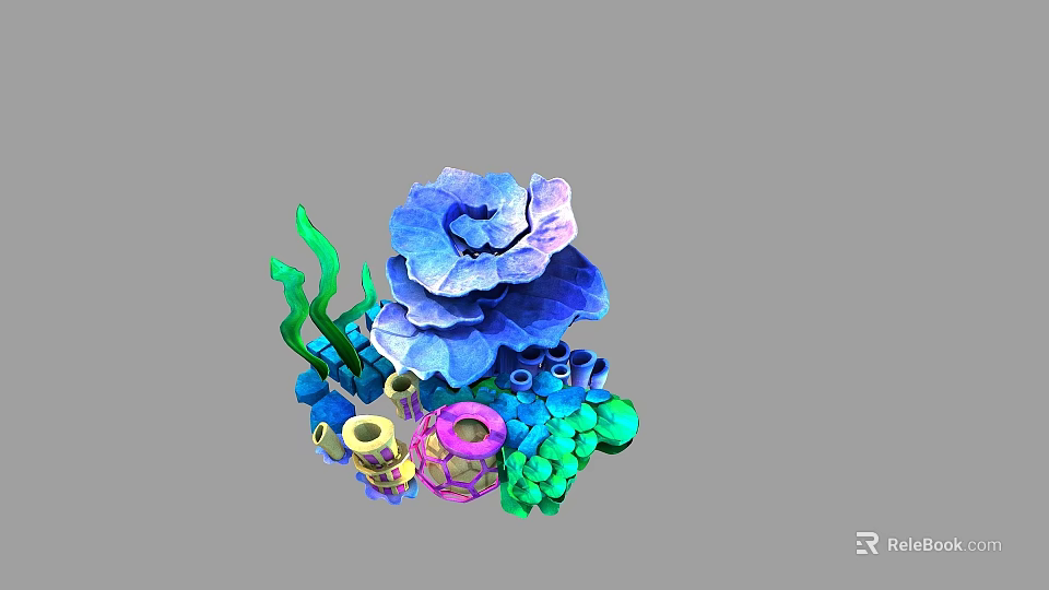 Colorful Marine Coral Seagrass And Vibrant Underwater Organism Structures 3d model 