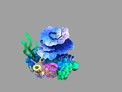 Colorful Marine Coral Seagrass And Vibrant Underwater Organism Structures 3d model