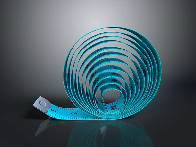 Blue Coiled Measuring Tape With Spiral Shape And Clear Marked Measurements 3d model
