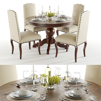 Modern Table and Chair Combination Pottery Warehouse Table and Chair Lay Fork 3d model