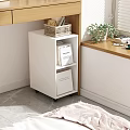 White Entryway Side Cabinet With Woven Basket Books And Green Plants On Window Sill