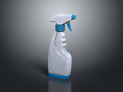Practical Household Spray Bottle With White Body Blue Nozzle And Handheld Grip 3d model