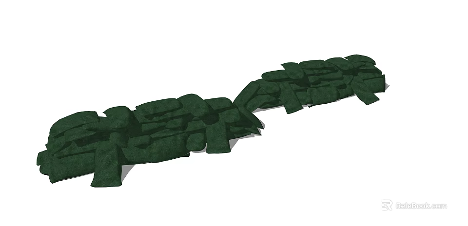 Green Stone Masonry Structure For Landscape Border With Natural Textured Blocks 3d model 