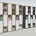 Modern Bookcase Design With Brown White Black Color Combinations And Books Decorative Items