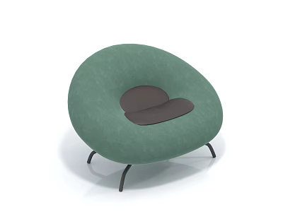 Modern Green Round Padded Stool With Comfortable Seat And Metal Legs 3d model
