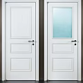 White Hinged Doors With Glass Panel And Handle Lock Installation Details 3d model