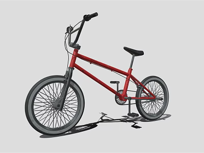 Red BMX Bicycle with Black Handlebars Black Seat and Large Wheels 3d model