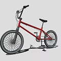 Red BMX Bicycle with Black Handlebars Black Seat and Large Wheels