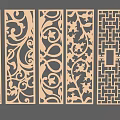 Decorative Room Screens With Intricate Carved Patterns And Various Designs 3d model