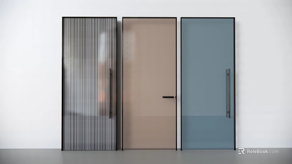Modern Glass Swing Doors With Various Colors And Sleek Design Frames 3d model