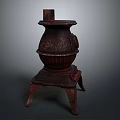 Vintage Cast Iron Stove With Three Legged Design And Textured Surface