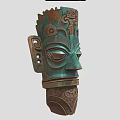 Ornate Tribal Mask Sculpture Carving With Intricate Patterns And Facial Features