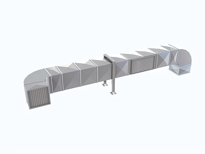 Industrial Metal Ventilation Duct System With Curved Segmented Connected Parts And Vents 3d model