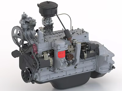 Vintage Engine Mechanical Structure Featuring Detailed Gear And Pipe Components Design 3d model