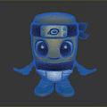 Cute Cartoon Character Figure With Black Headband Gold Emblem Big Eyes And Green Shoes