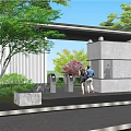 Modern Entrance Gate With Landscaped Steps Green Trees And Architectural Design