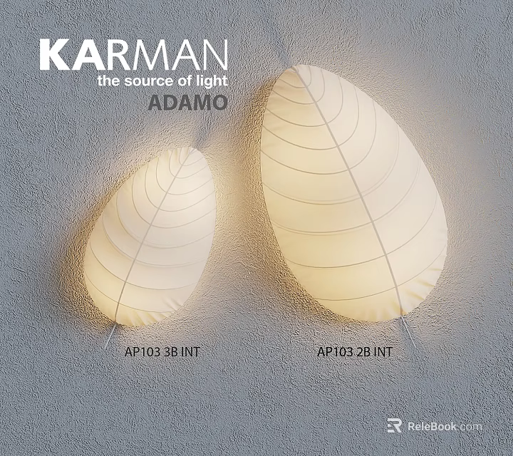 Karman Adamo Leaf Shaped White Chandeliers With Vein Texture And Warm Light On Gray Wall 3d model 
