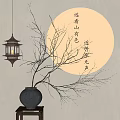 New Chinese-style Bonsai Chandelier with Dried Branches and Flowers 3d model