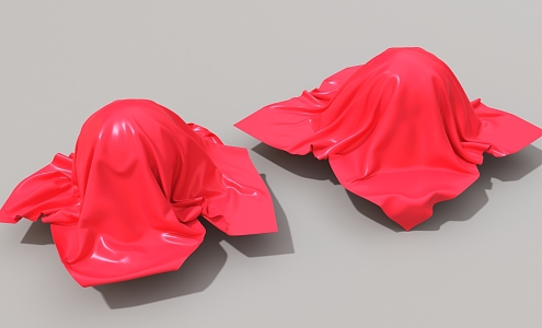 fluttering cloth ribbon red cloth 3d model