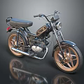 Vintage Black Motorcycle With Gold Wheels Single Seat Chrome Headlight And Exhaust Pipe