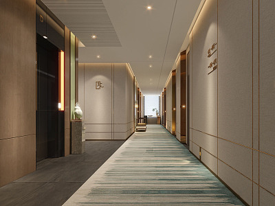 Modern Away Hotel Corridor Away 3d model