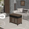 Modern Living Room Side Table With Wheels Storage Coffee Cup And Magazines