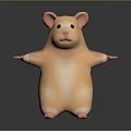 Cute Hamster Creature Character Standing With Outstretched Arms On Dark Background 3d model