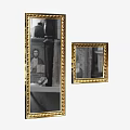 Ornate Gold Framed Mirrors with Intricate Carved Borders Displaying Religious Portraits