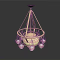 Elegant Golden Chandelier With Glass Shades And Hanging Design For Interior Decor
